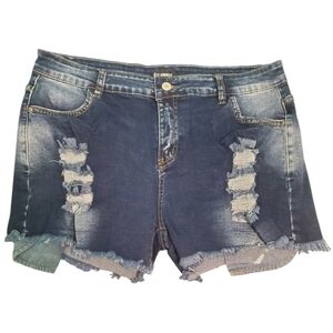 NWOT Boutique Women's Distressed Jean Raw Hem Denim Shorts XL